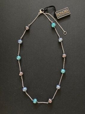Honora Cultured Freshwater Pearl Sterling 7mm 18" Station Necklace/Royale/NWT!